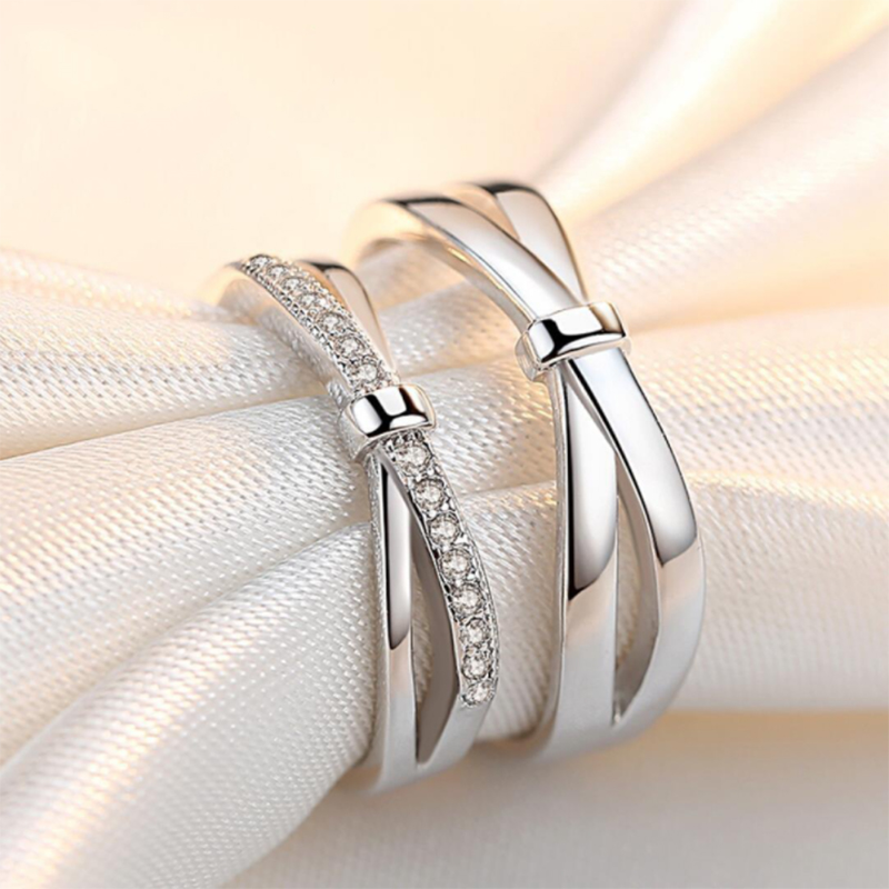 Men'S Accessories Hand Bands - رومانسية Bowknot زوجين خواتم لامعة كريستال