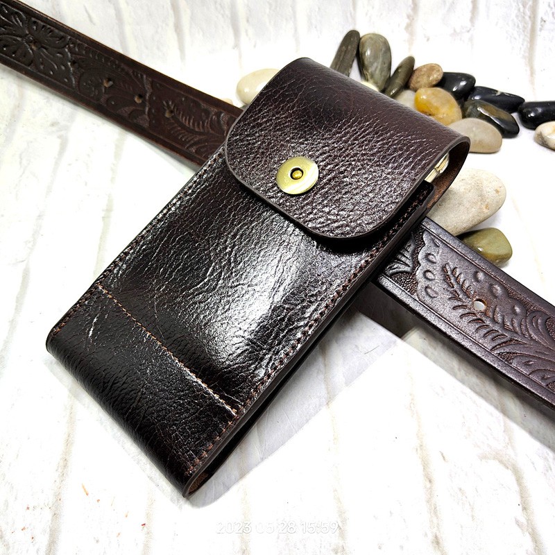 Men Accessories Pack - الهاتف المحمول الخصر حقيبة جلد طبيعي