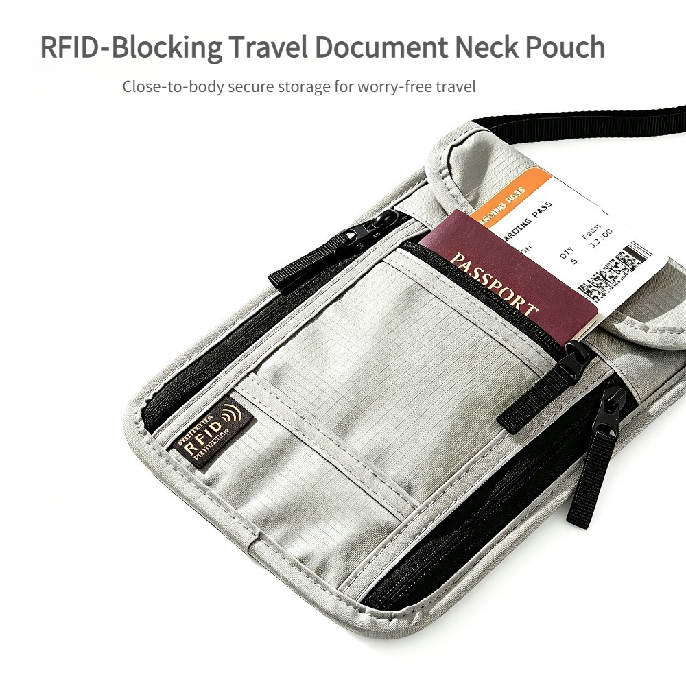 Passport Wallet Rfid - محفظة سفر للرقبة، حامل جواز سفر