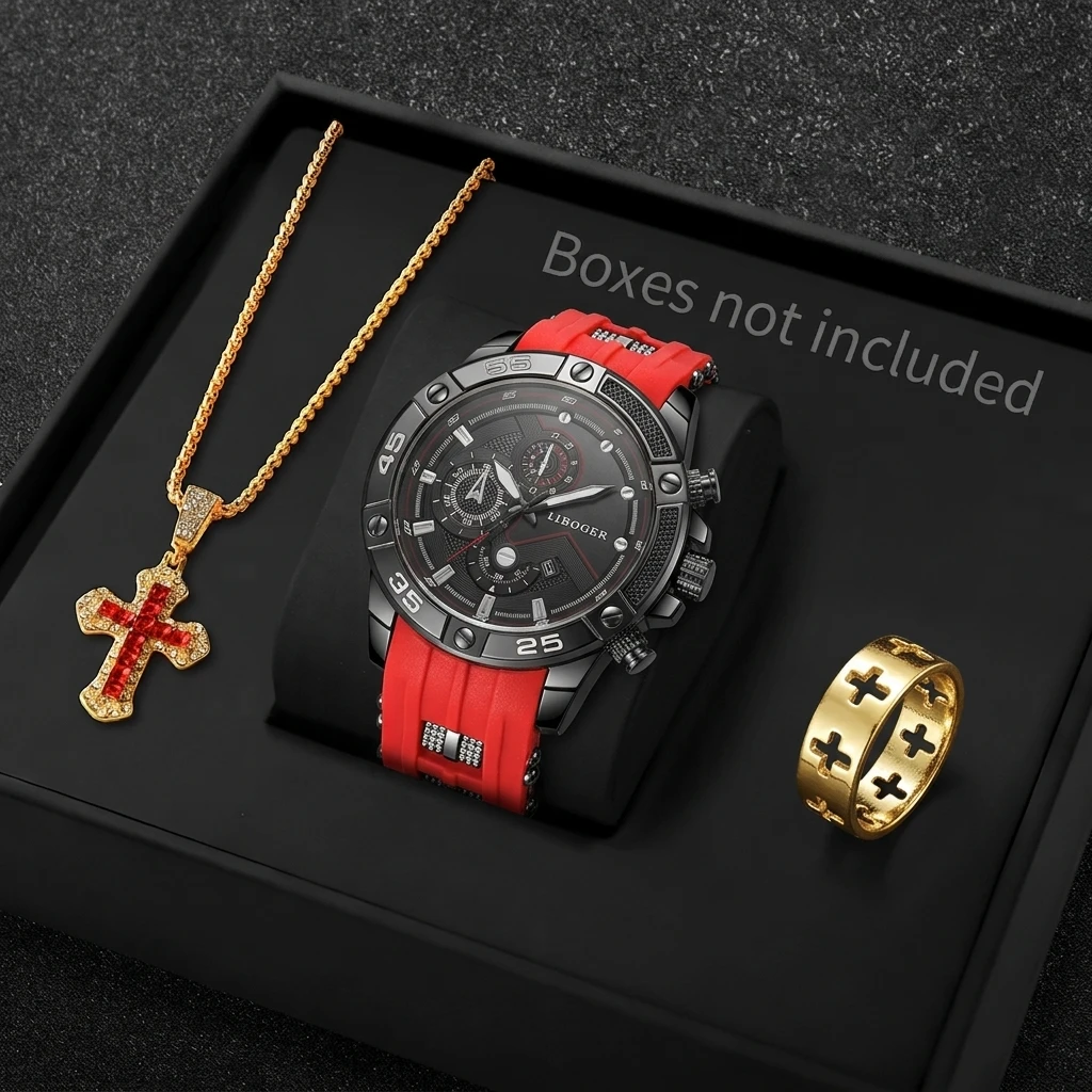 Men Accessories Gadgets - 3 قطع ساعة رياضية رجالية أنيقة