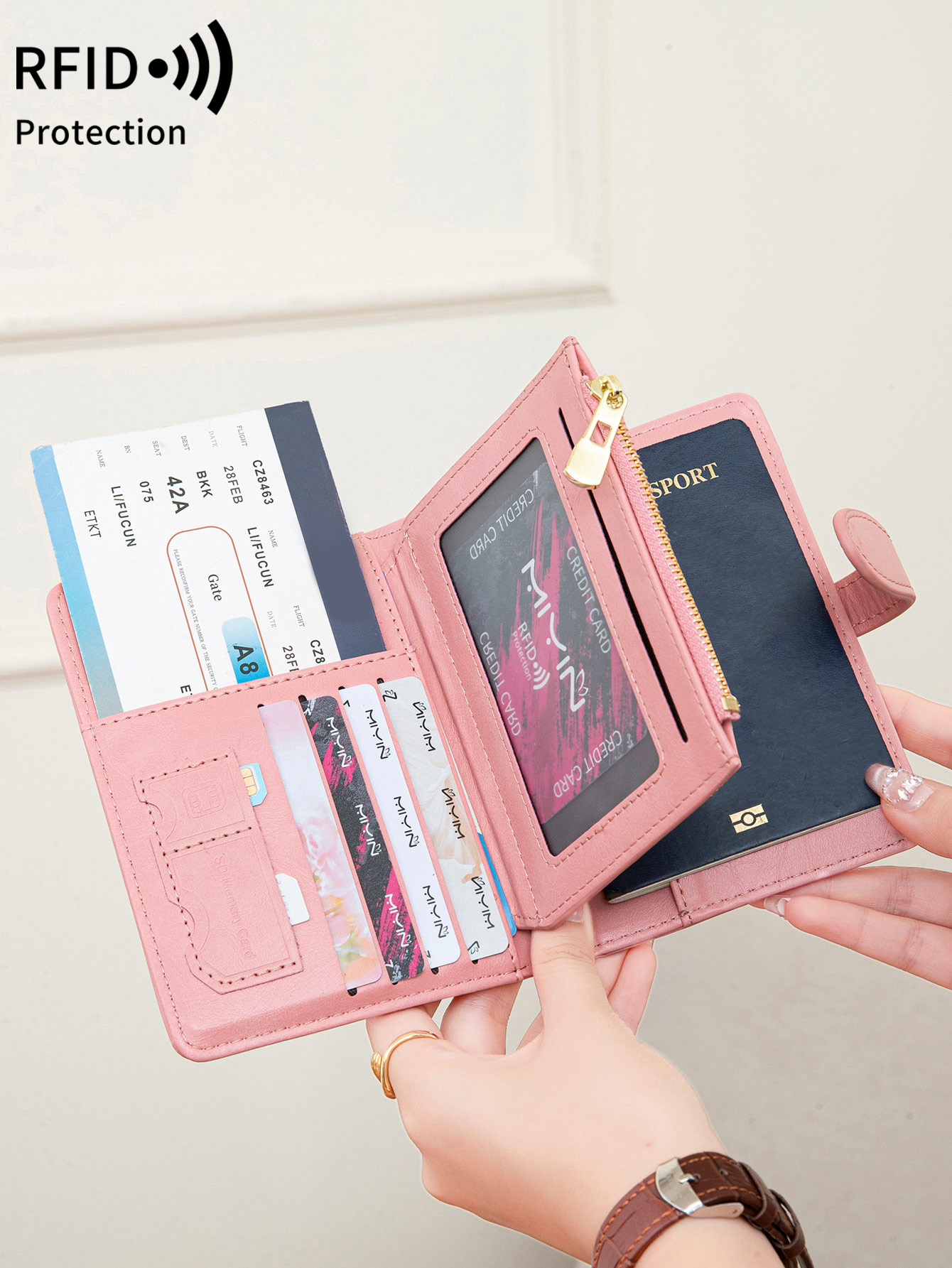 Passport Wallet Rfid - حقيبة جواز سفر متعددة الوظائف مضادة