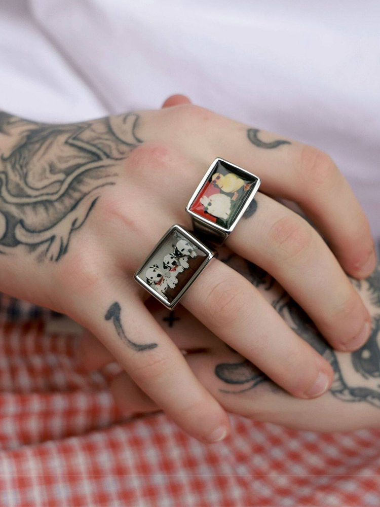 خاتم أنيق بتصميم صورة كلب دلما - مراجعة Men Accessories Photos وسعره